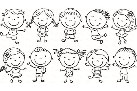 Happy Cartoon Kids Bundle, children doodle, kids clipart (111896 ...