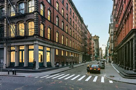 "Street View Of SOHO Fashion District Of New York City At Sunset" by ...