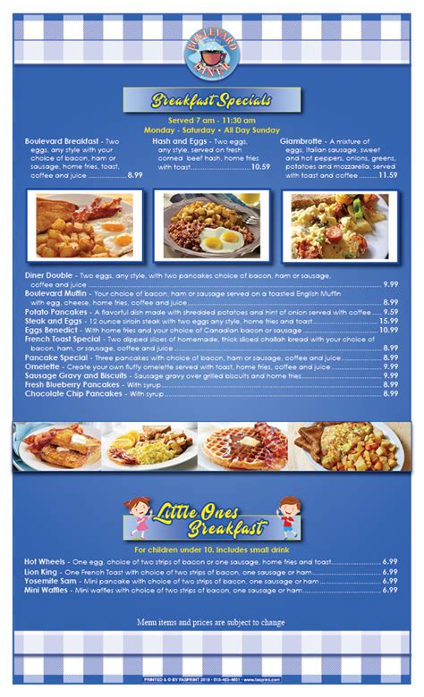 Boulevard Diner | Fasprint Menus