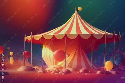 cartoon fun circus tent generative ai illustration Stock Illustration ...