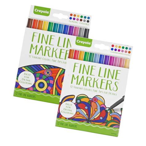 Fine Line Markers in Classic or Contemporary Colors - 12 Markers Per ...