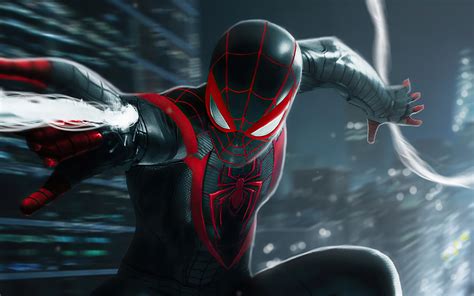 3840x2400 Resolution Miles Morales Spider-Man Black Suit UHD 4K ...