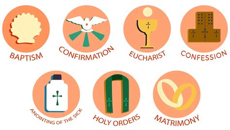 Symbols Seven Sacraments Catholic Church Color Stock Vector, 48% OFF