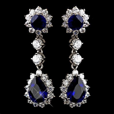 Princess Kate Middleton Inspired Silver Clear & Sapphire CZ Drop ...