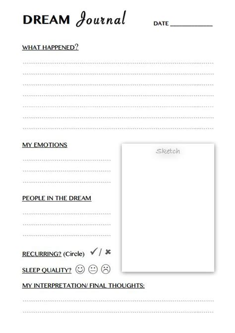 Dream Journal Log Template | Dream journal, Understanding dreams ...