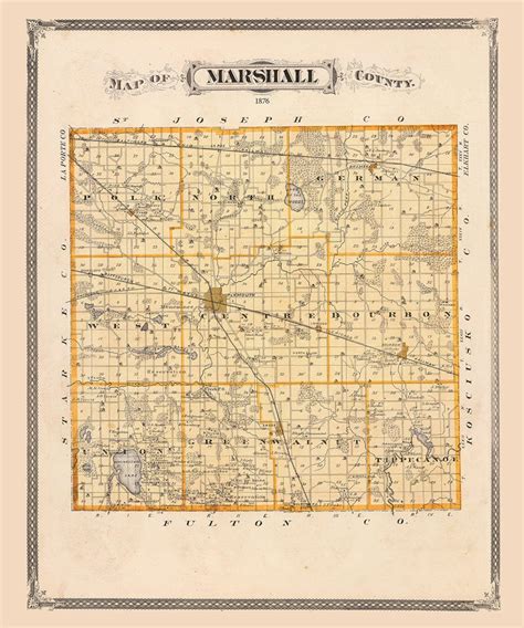 1876 Map of Marshall County Indiana - Etsy