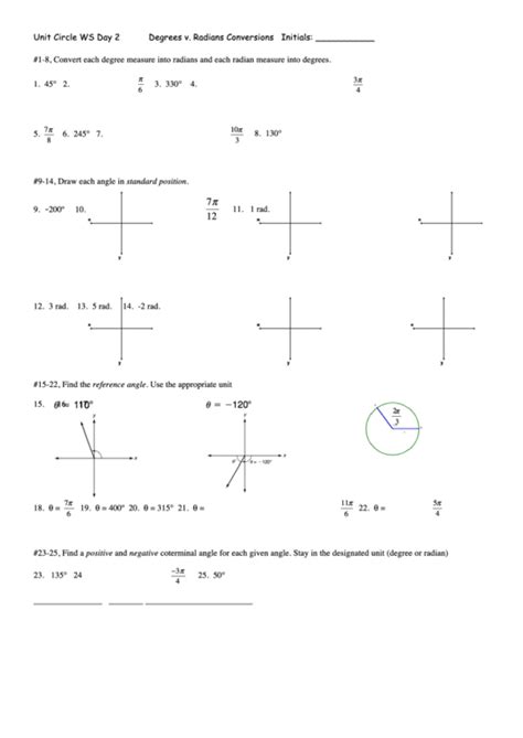 Converting Degrees To Radians Worksheet - Printable Word Searches