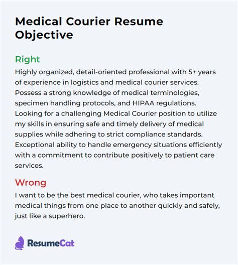 Top 17 Medical Courier Resume Objective Examples | ResumeCat