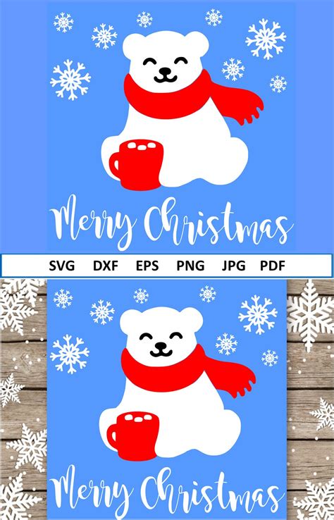 Merry Christmas SVG Polar Bear Svg Vinyl White bear Svg for | Etsy