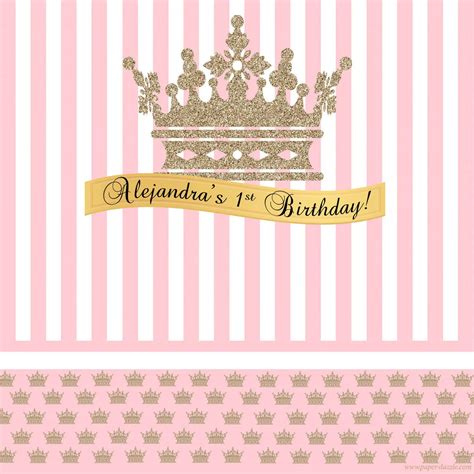 custom Pink Royal Princess Crown Striped photography backgrounds High ...