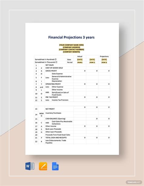 Financial Projections 3 Years Template in Word, Pages, Google Docs ...