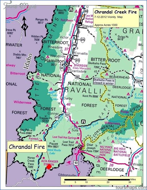 Bitterroot Valley Map - ToursMaps.com