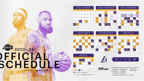 Los Angeles Lakers Schedule 2024 - carte de voeu