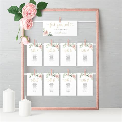 diy wedding table chart - Rosaria Vincent