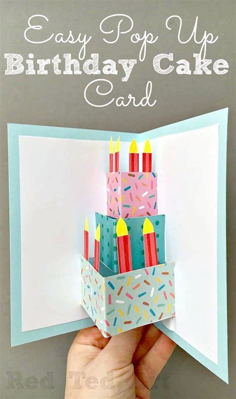 Easy Pop Up Birthday Card DIY - Red Ted Art - Kids Crafts