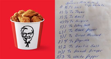 The Top Secret KFC Recipe For Fried Chicken Was Once Leaked