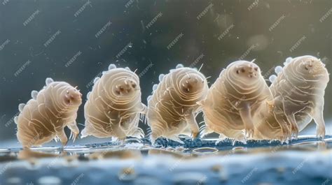 Premium Photo | A group of tardigrades can be seen under a microscope ...