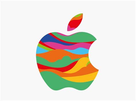 an apple logo with multicolored waves on the front and back of it's face