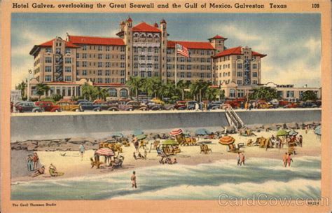 Hotel Galvez overlooking the Great Seawall and the Gulf of Mexico ...