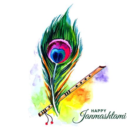 Peacock feather for shree krishna janmashtami card design 1233909 ...