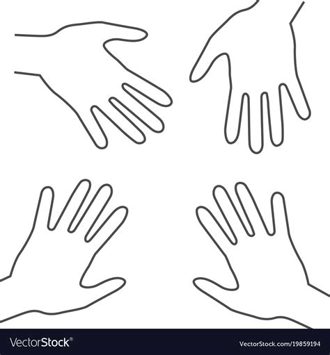 Human hands outline palm hand symbols Royalty Free Vector