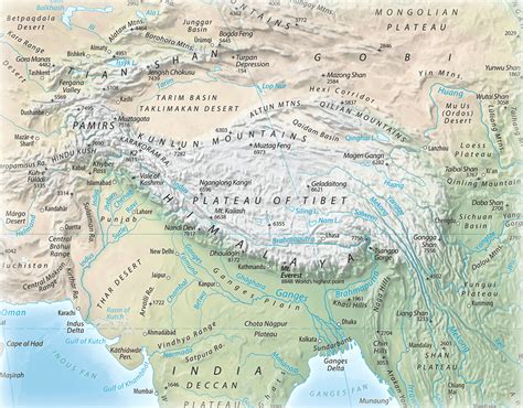 World Map Himalayan Mountains Location