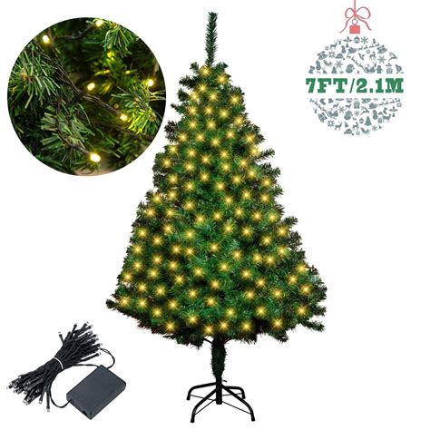 Hengu 7ft Artificial PVC Christmas Tree with Warm White LED Lights 1000 ...