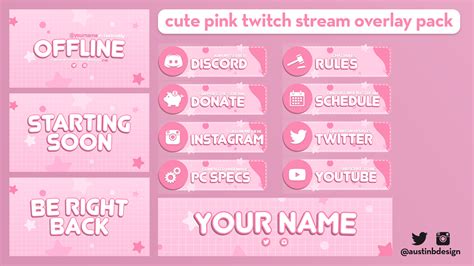 Cute Pink Twitch Package Complete Stream Bundle Scenes, Panels ...