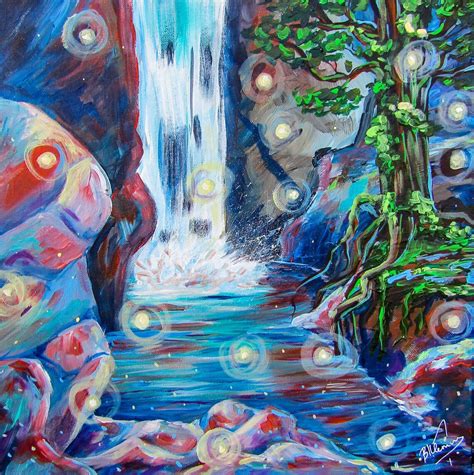 Enchanted Waterfall Painting Print Giclee Home Decor | Etsy