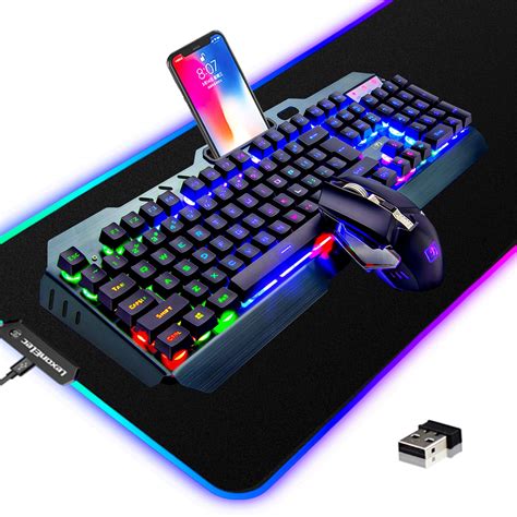 Buy Wireless Gaming Keyboard and Mouse Combo,3 in 1 Rainbow LED ...