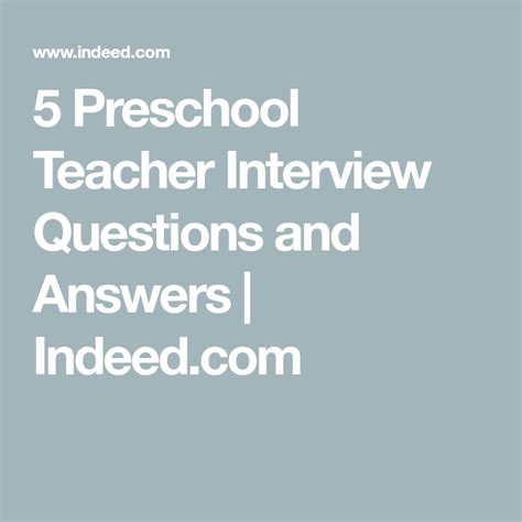 5 Preschool Teacher Interview Questions and Answers | Indeed.com ...