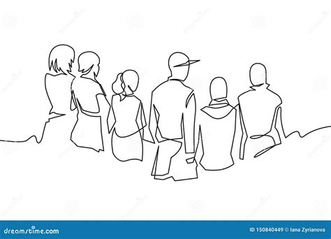 Group of People Continuous One Line Vector Drawing. Family, Friends ...