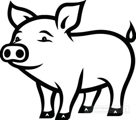 Animal Outline Clipart-cute happy baby pig black outline printable