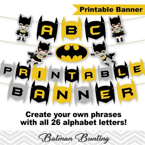 Printable Batman Banner, Digital Batman Bunting, Printable Superhero P ...