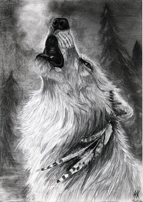 Wolf Howling Sketch at PaintingValley.com | Explore collection of Wolf ...