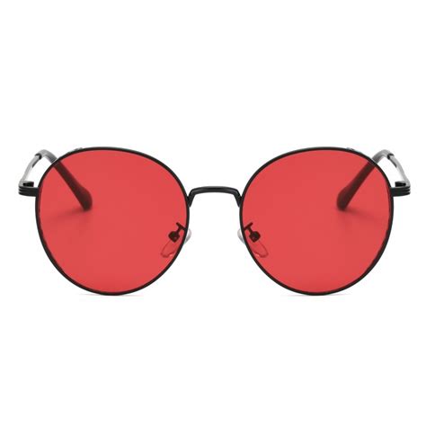 Round sunglasses red lens steampunk - Super X Studio