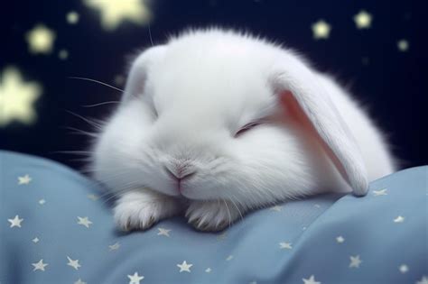 Premium AI Image | Cute White Bunny Sleeping with Soundly and Cozy in ...