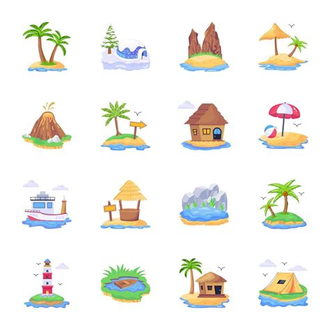 Pack of Island Flat Vectors 14315075 Vector Art at Vecteezy