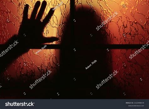 Creepy Silhouette Man Behind Closed Door Stock Photo 2122498574 ...