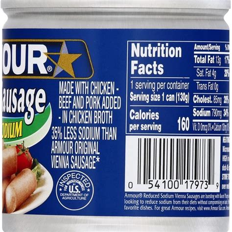 Armour Vienna Sausage, Reduced Sodium (4.6 oz) - Instacart