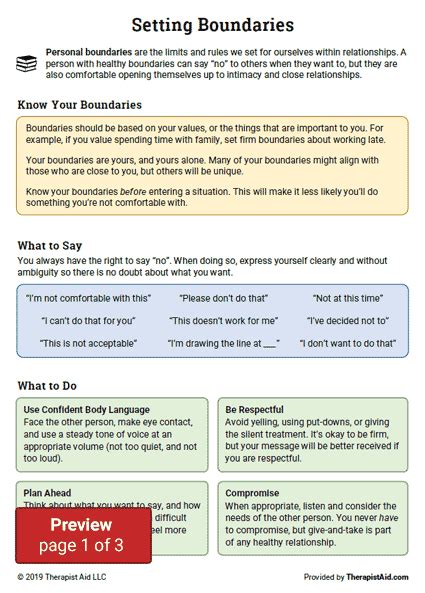 Setting Boundaries: Info and Practice (Worksheet) | Therapist Aid