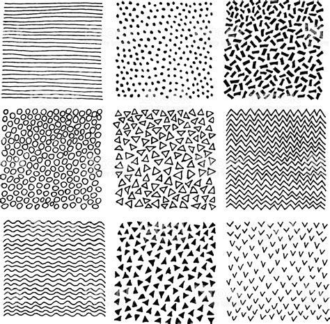 Hand Drawn Patterns Set. Textured patterns for your design. Hand ...