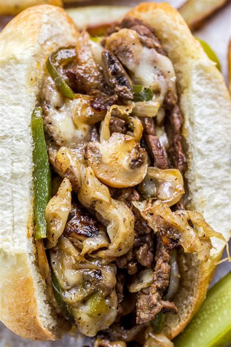 A traditional recipe for Philly Cheesesteak. Thinly sliced beef steak ...