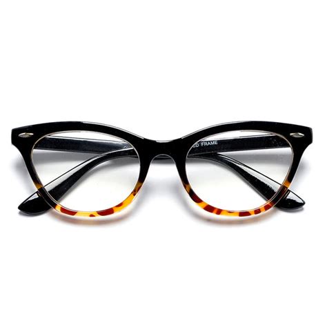 50mm Cat Eye Shaped Clear Lens Glasses with Rivets - Sunglass Spot