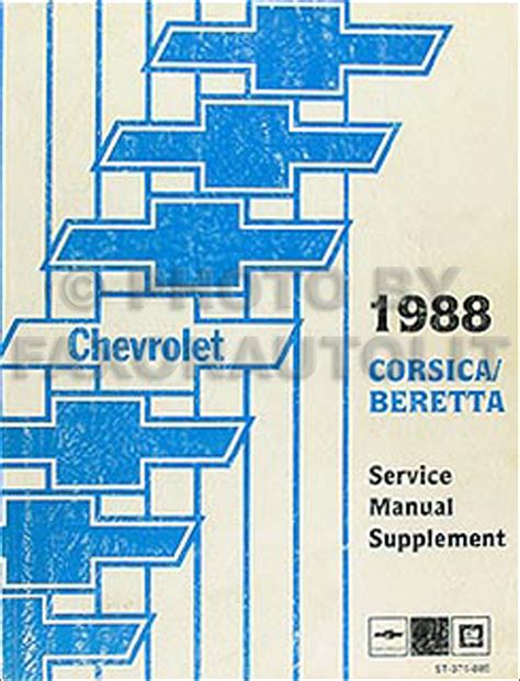 1988 Chevy Corsica & Beretta Repair Manual Supplement Original