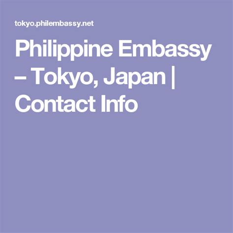 Philippine Embassy – Tokyo, Japan | Contact Info | Japan, Tokyo, Embassy