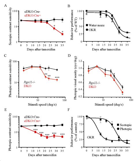 Evaluation of scotopic and photopic mouse vision by optomotor task. (A ...