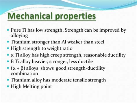 Properties of titanium and titanium alloys