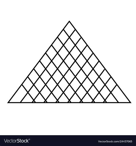 Louvre pyramid flat on white Royalty Free Vector Image