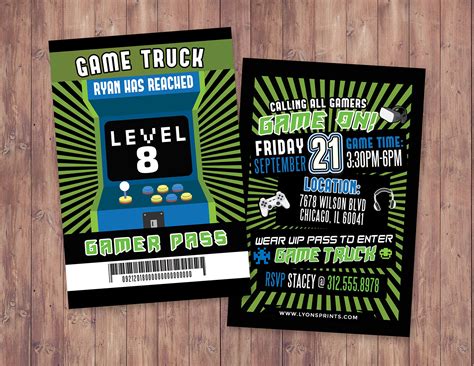 Video Game Invitation, Game Truck Party Invitations, Video Game Party ...